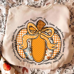 Pumpkin Season Png, Fall Pumpkin Png, Autumn Bow Pumpkin Png, Retro Fall Graphic Png, Thanksgiving Png, Trendy Fall Pumpkins Png