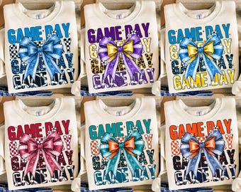 Paquete de imágenes PNG del día del juego, lazo deportivo PNG, sublimación del equipo de animadoras, diseño de camiseta de fútbol, estampado de leopardo PNG, descarga digital, otoño PNG