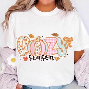 Cozy Season Png, Fall Sublimation Design, Cute Pumpkin Shirt Png, Autumn Pastel Png, Thanksgiving Shirt Design, Cozy Fall Png