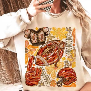 Football Autumn Png, Fall Football Game Day Png, Boho Floral Fall Png, Floral Football Png Touchdown Season Png Digital