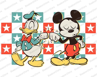 Retro Checkered  Mouse and Duck Svg , Mouse and Duck Best Friends, Family Vacation Svg, Family Trip Svg, Vacay Mode Svg, Magic Kingdom Svg