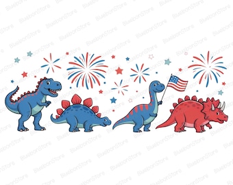 Patriotic Dinosaur PNG, 4th Of July Dino Clipart, Red White Blue Cute Dinosaur Sublimation, Independence Day Kids Shirt Design