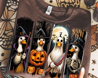 Pato Brujo de Halloween (Png), Ganso Brujo (Png), Pato Esqueleto Fantasma de Calabaza (Png), Diseño de Sublimación Divertido y Espeluznante, Halloween (Png), Ganso de Otoño (Png)