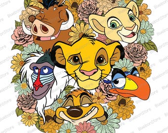 Retro Animal Kingdom Png, Löwe und Freunde Png, Familienurlaub Png, Wilde Reise Png, magisches Königreich Png Familienausflug Tierreich Png