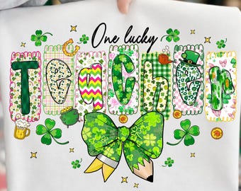 Teacher St. Patrick's Day, png, koketstrikpotlood, één gelukkige leraar png, digitale download