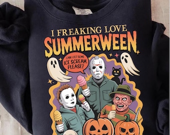 Summerween Horror Characters Png, Halloween Ice Cream Shirt Design, Funny Scary Movie Png, Summer Halloween Sublimation File