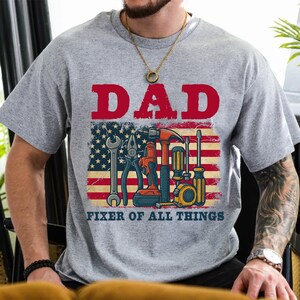 Dad Fixer of All Things PNG, Toolbox American Flag Sublimation, Father’s Day DIY Dad Design, Patriotic Handyman PNG, Printable Shirt image 2