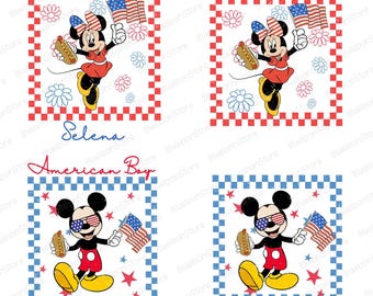 Personalized Patriotic Mouse PNG, 4th Of July Boy Girl Clipart, Hotdog Flag Glasses Sublimation, Cute Independence Day Design, USA Kids Png