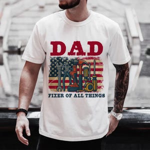 Dad Fixer of All Things PNG, Toolbox American Flag Sublimation, Father’s Day DIY Dad Design, Patriotic Handyman PNG, Printable Shirt image 3