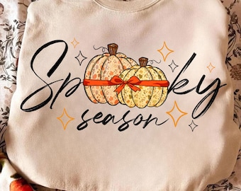 Retro Spooky Season Png, Fall Pumpkin Png, Cute Floral Pumpkin Bow Png, Autumn Pumpkin Png, Spooky Season Png, Preppy Halloween Png