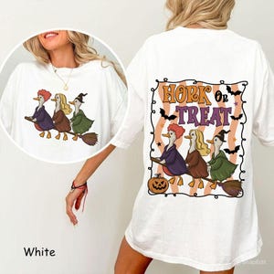 Halloween Goose PNG, Honk Or Treat Witch Duck Sublimation, Funny Trio Goose On Broom, Halloween Costume Shirt PNG