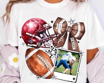 Custom Football Picture Png, Game Day Bow Png, Personalized Football Mom Sublimation, Player Number Name Png, Helmet Ball Photo Png