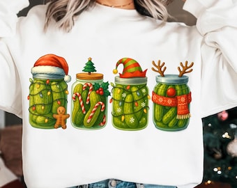 Gurke Weihnachten Png, Feiertagsgurkenglas-Sublimation, lustiges Weihnachtslebensmittel Png, niedliches Weihnachtspng-Bündel, festliches Glas-Design