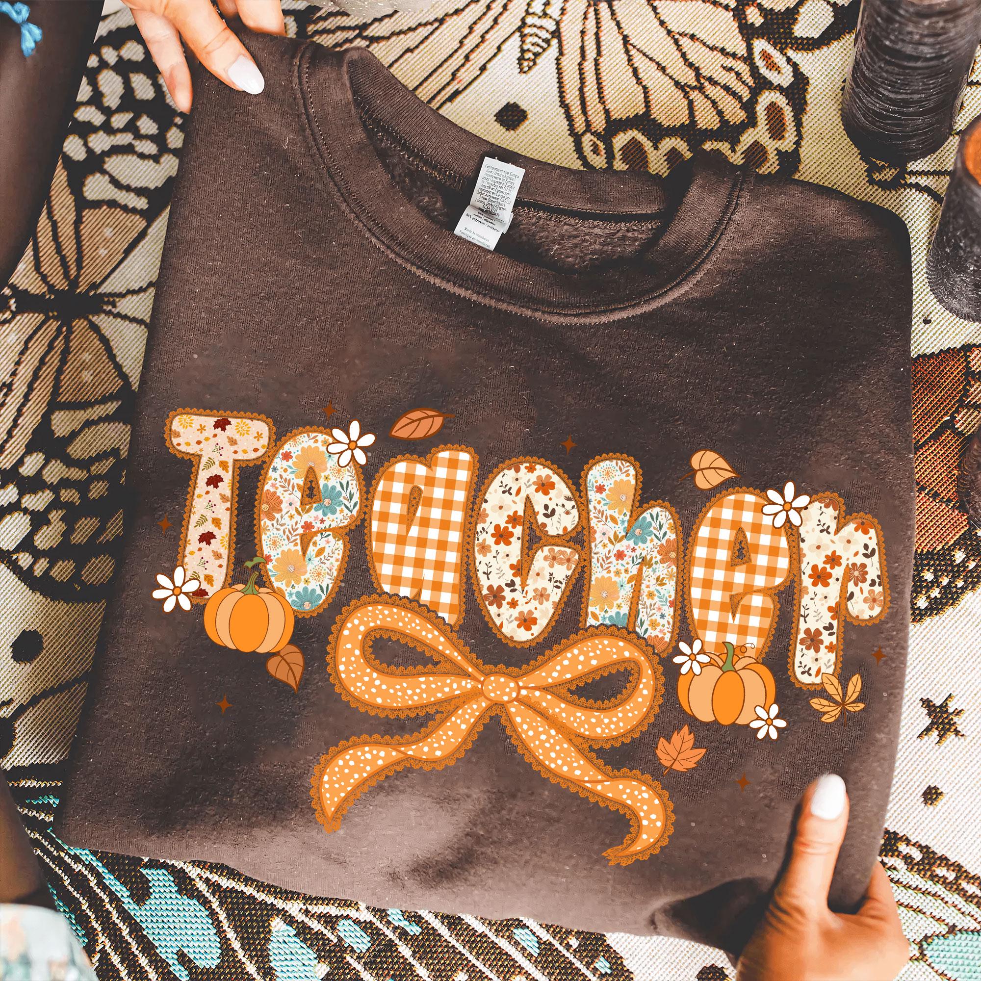Retro Teacher Fall Png, Thanksgiving Teacher Png, Autumn Pumpkin ...