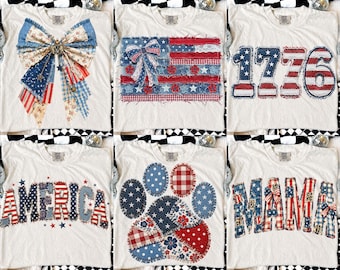 Retro Patchwork 4th Of July Png Bundle, Preppy America Coquette PNG Bundle, Girly USA Png, 1776 Patriotic Png, Memorial Day Png
