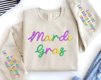 Mardi Gras Embroidered Text PNG, Carnival Celebration, New Orleans Party Graphic, Colorful Festive Lettering, Laissez Les Bons Temps Rouler
