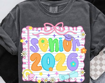 Senior 2026 Png, Cute Pastel Graduation Png, Class Of 2026 Png Sublimation, Senior Year Rainbow Png, School Life Png, Digital Download
