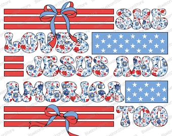 Floral Retro She Loves Jesus And America Too Png, 4th Of July Png, America Needs Jesus PNG, Christian America Coquette Png, Usa Flag Png