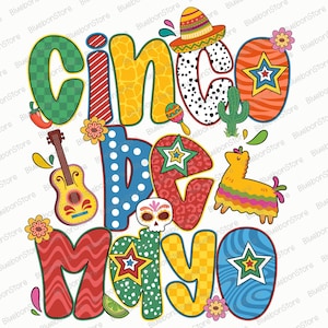 Cinco De Mayo Png, Mexican Party Png, Colorful Cinco Png, Fiesta Party, Fiesta Sublimation Design, Fiesta Png, Cinco De Mayo Designs