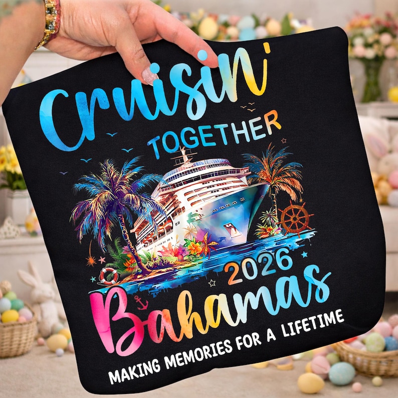 Cruisin' Together Bahamas 2026 PNG, Family Cruise Trip Shirt Design, Tropical Vacation Sublimation, Cruise Memories Png, Summer Png image 4