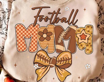 Preppy fotbollsmamma png, sublimering av höstsportrosett, retromamma png, fotbollstema png, digital nedladdning av höstmatchdag png