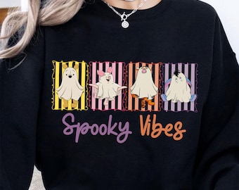 Pastel Halloween Ghost Svg, Cute Animal Costume Svg, Spooky Vibes Sublimation, Boo Squad Fall Shirt Design Digital