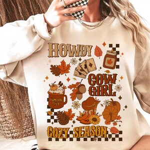 Howdy Cowgirl Fall Png, Cozy Season Autumn Sublimation Design, Pumpkin Spice Western Shirt Png, Cute Fall Png For Sublimation, Cowgirl Png