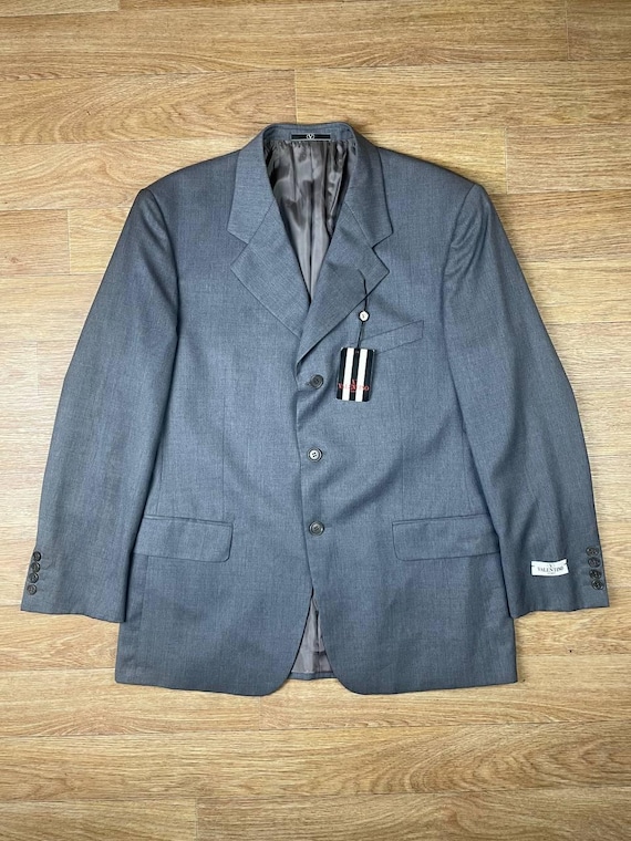 Valentino, Vintage 90s Valentino Uomo Blazer NWT Mens 52 Wool Made In Italy Designer Jacket GFT Era