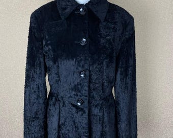 Karen Millen Faux Fur Jacket Black Blazer Style UK 12 Made in England