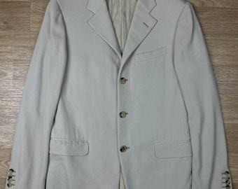 Blazer de lana y seda beige de Gianni Versace – Chaqueta Medusa de los 90, talla M, Hecho en Italia