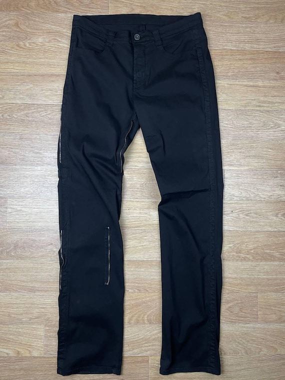 Dirk Bikkembergs, Vintage Dirk Bikkembergs Multi Zip Pants Size 33 Black Made In Italy 90s Archive Designer Avant Garde Trousers