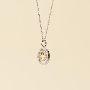 18K Solid White and Yellow Gold Diamond Pendant