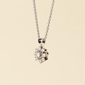 18K Solid White Gold Anturage Diamond Pendant