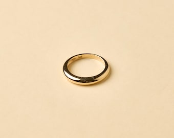 14K Solid Yellow Gold Modern Camber Ring