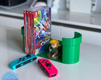 Nintendo Switch Pipe Game Stand | Nintendo Switch Game Case Holder | Joy-con holder | 12 Slot Game Tray