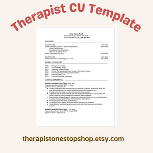 Therapist CV Template Simple & Professional (Google Docs, Word, Editable)