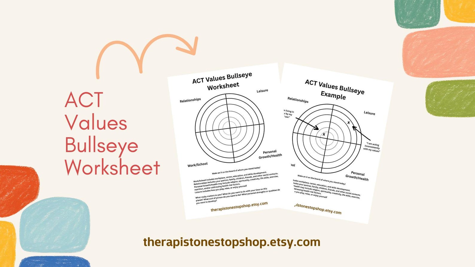 Bullseye Values Exercise .pdf ACT Values Bullseye Worksheet PDF - Etsy