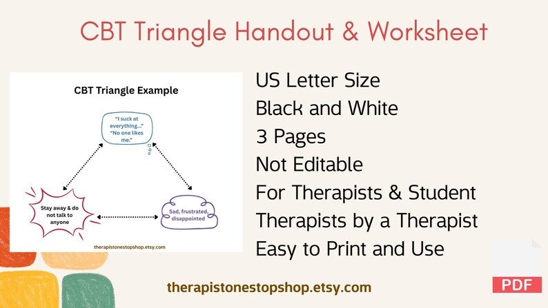 CBT Triangle Handout & Worksheet - Etsy