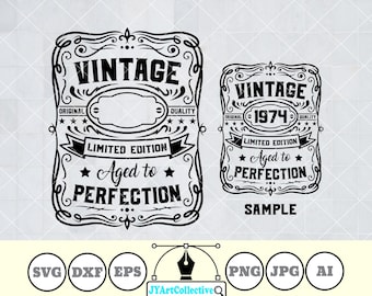 SVG di compleanno vintage: design invecchiato alla perfezione (download digitale)
