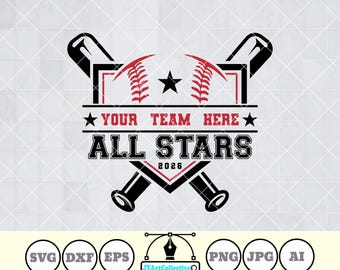 Baseball Allstars SVG Template: Team Shirt Design (Digital Download)