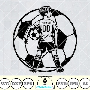 Personalized Name | Soccer Boy Svg | Soccer Kid Svg | Soccer Player Svg | Soccer Clipart | Football Png | Soccer Kid Shirt | Png Dxf Eps