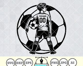 Personalized Soccer Boy SVG | Kid Clipart, Football PNG (Digital Files)