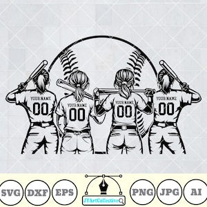 4 Softball Player Svg | Softball Svg | Softball Girl Svg | Softball Mom Svg | Softball Team | Softball Clipart | Softball Shirt | Png Dxf