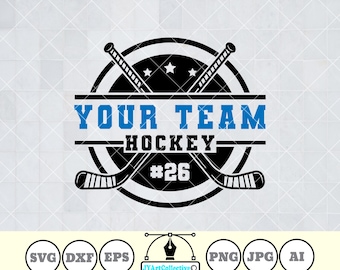 Hockey-Team-Monogramm SVG | DIY Shirt Template (Digitaler Download)