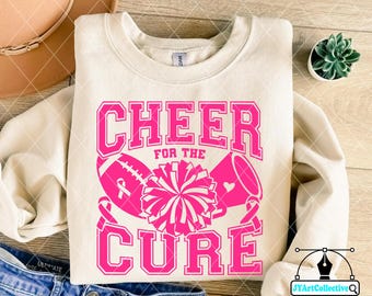 Cheer for the Cure SVG: Breast Cancer Awareness, voetbal, cheerleading (digitale bestanden)