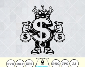 Dollar Sign King SVG: Money Bag Clipart (Digital Files)