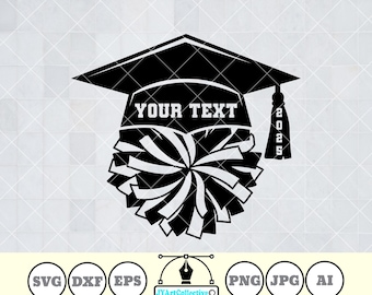 Senior Cheerleader SVG: Graduation Template, Pom Pom Design (Digital Download