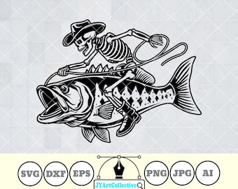 Skelettridande abborrefisk SVG | Fiskardesign (digitala filer)