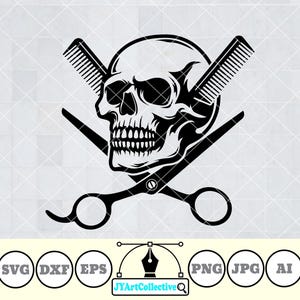 Barber Skull Svg | Barber Svg | Barber Cut Svg | Hairstylist Svg | Barber Shirt | Barber Clipart | Barber Skull  Png | Barber T-Shirt Design