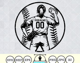 Personalized Softball Pitcher SVG: Softball Team Clipart (Digital Files)